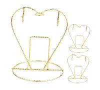 EXHUMKY 3pcs Heart Shaped Coffee Cup Rack Metal Mug Holder Kitchen Storage Organizer for Countertop Space Saving Golden Finish