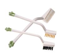 EXHUMKY 3pcs Kitchen Cleaning Brush Set with Handle, Stove and Countertop Scrubbing Brushes, White Multi-use Cleaning Kit for Oven, Sink, and Cooking Surface Maintenance