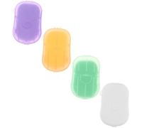 EXHUMKY 4 Boxes Portable Travel Soap Sheets Pack of Lavender Milk and Lemon Scented Hand Washing Slices Lightweight Durable Skin Friendly Cleaning for Go Hygiene Color