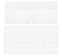 EXHUMKY 40pcs Waterproof PVC Badge Holder Horizontal Id Card Sleeve 100x85mm Protective Name Badge Cover for Employee Work and Student Exhibition Use