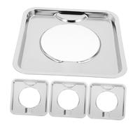 EXHUMKY 4pcs 19cm Square Gas Stove Drip Tray Burner Spill Pan Set, Removable Stove Burner Cover Plates for Gas Cooktop Protection and Spill Catching