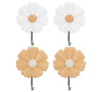 EXHUMKY 4Pcs Adhesive Daisy Wall Hooks Decorative Coat Hanger Strong Sticky Hooks for Home Storage Organization Cute Cartoon Flower Rack for Bedroom or Bathroom Random Color Random Color