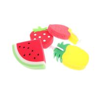 EXHUMKY 4Pcs Fruit Shaped Heavy Duty Scrub Sponges, Thickened Cartoon Dish Cleaning Sponge Set for Kitchen, Household Absorbent Kitchen Accessories for Dishwashing and Surface Cleaning