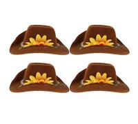EXHUMKY 4pcs Hamster Cowboy Hat: Adjustable Felt Miniature Western Headgear for Tiny Pets - Cute Paty Dress-up Accessory for Chicken Rodents & Small Animals