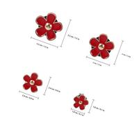 EXHUMKY 4pcs Red Daisy Car Air Freshener Vent Clips Alloy Small Five-petal Flower Car Diffuser Outlet Clips Cute Aroma Decoration for Women Interior Accessories