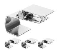EXHUMKY 4pcs Rug and Curtain Clamps Heavy Duty Rug Hanging Clips Stainless Steel Silver Sleek Secure Hold Stable and Reliable for Hotel and Office Use