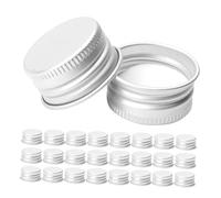 EXHUMKY 50pcs Aluminium Threaded Bottle Caps for Mini Glass Bottles Leak Resistant Screw Top Lids for Milk Water Beverages Jars and Containers