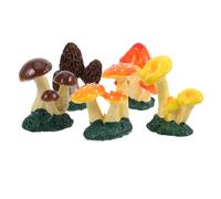 EXHUMKY 5pcs Miniature Resin Mushrooms for Fairy Garden DIY Realistic Simulation Mushroom Ornaments Easy Clean Tiny Lawn Decor for Outdoor Garden Bonsai Micro Landscape Patio Balcony Craft