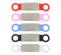 EXHUMKY 5pcs Pet Identity Tags for Dog and Cat Collars, Silicone and Stainless Steel Material, Round Shape with Fine Polishing Process, Simple Appearance Design, for Recording Pet's Name