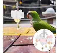 EXHUMKY 6pcs Bird Beak Grinding Stones with Bell for Parrots and Conures Calcium Chewing for Stress Relief and Cage Decoration Natural Mineral Lava Blocks for Bird Teething and Beak Care