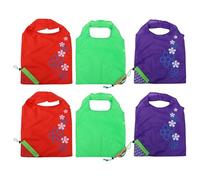 EXHUMKY 6Pcs Fruit Shaped Waterproof Reusable Shopping Bags Mixed Style Compact Washable Nylon Take out Bags