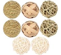 EXHUMKY 8pcs Small Pets Chew Natural Straw Balls for Hamster and Bunny, Creative Molar to Grind Teeth and Relax Pets, Boredom Breaker for Small Animals
