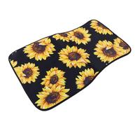 EXHUMKY Car Floor Mats Comfortable and Practical with Sunflower Pattern 2pcs Replacement Car Foot Mats Made of Polyester Fiber and Neoprene Universal Fit for Seasons