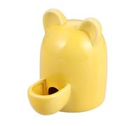 EXHUMKY Cartoon Cat Ears Pet Water Dispenser Feeder Self Dispensing Drinking Bowl for Rabbits Hamsters Small Pets Cute Ceramic Design Yellow