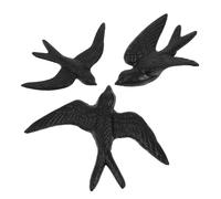 EXHUMKY Cast Iron Bird Wall Decor Rustic Art Sculptures 3pcs Hanging Ornaments Vintage Bird Wall Crafts for Yard and Living Room