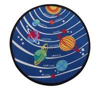 EXHUMKY Creative Cartoon round Carpet for Featuring Nine Planets Pattern, Made of Comfortable Polyester Fiber, Practical Floor Mat for Living Room and Playroom Décor