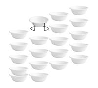 EXHUMKY Disposable Cat Dog Paper Feeding Bowls 20pcs with Black Stand Holder, Biodegradable Pet Food and Water Bowls for Household Use