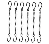 EXHUMKY Door Sign Hanging Chain with S-Hooks, 6pcs Small Black Metal Chains, 10cm Center Links for Outdoor Hanging, Bird Feeders, Planters, and Decorative Signs