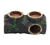 EXHUMKY Fish Tank Log Cave Ornament - Resin Tree Trunk Shelter with Feeding Dish - Realistic Aquarium Terrarium Hideout for Cichlid Frogs Crabs
