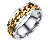 EXHUMKY Gold Simple Rotatable Finger Ring for Men Boys Stainless Steel Jewelry with Chic Design Included Box Fashionable Male Accessory