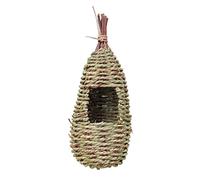 EXHUMKY Grass Woven Birdhouse Idyllic Indoor Outdoor Ornament for Garden Straw Bird Nest Box for Breeding Swallows Parrots Natural Ventilation Drainage