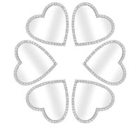 EXHUMKY Heart Mirror Stickers 6 Pack for Phone Case DIY Self-Adhesive Mini Mirror Decals with Rhinestone Detail for Travel and Pocket Use (Silver, 1.8 Inch)