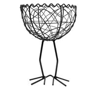 EXHUMKY Iron Wire Fruit Basket with Stand, Metal Storage Organizer for Kitchen Countertop, Black Cast Iron Egg and Bread Holder for Home Dining Storage