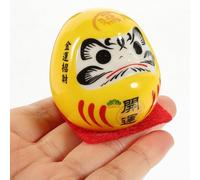 EXHUMKY Japanese Ceramic Dharma Figurine Miniature Fortune Mascot Ornament for Car and Home Décor, Lucky Buddhist Statue for Wealth and Good Luck