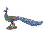 EXHUMKY Lifelike Peacock Decoration Statue with Roman Column Design Material Tabletop Ornament for Home Office Shop Hotel Bedroom Living Classic Art Craft Sculpture