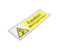 EXHUMKY Low Overhead Warning Sign PVC Watch Your Head Sticker Decal Strong Adhesion Reminding People to Pay Attention to Safety Indoor Outdoor Use