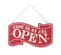 EXHUMKY Retro Double-sided Open Closed Sign Wear-resistant Decorative Door Plate for Shops and Cafes Printed Business Status Indicator Versatile Store Accessory in Red