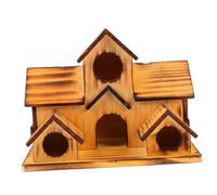 EXHUMKY Small Wooden Bird House with Multi Design Unfinished DIY Parakeet Nesting Box and Outdoor Bird Feeder for Garden Porch Balcony Home and Pet Shops