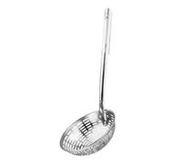 EXHUMKY Stainless Steel Heat Resistant Skimmer Ladle with Long Handle Medium Hollow Handle Food Strainer Spoon for Cooking Noodles Wontons and Oil Filtering in Home Kitchen