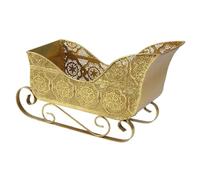EXHUMKY Vintage Metal Christmas Sleigh Candy Bowl Rustic Desktop Ornament for Holiday Snacks and Treats Tabletop Decor and Festive Present for Home and Office Celebration