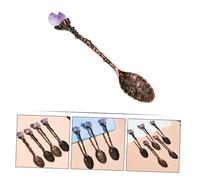 EXHUMKY Vintage Style Crystal Dessert Spoon Wear-Resistant Zinc Alloy Food Spoon Elegant Stirring Teaspoon for Coffee Cake and Tea Gift for Home and Cafe Use