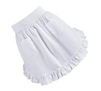 EXHUMKY White Half Waist Apron for Women Breathable Lightweight Retro Waitress Maid Costume Apron Versatile Kitchen Cooking Baking Cleaning Use Flexible Fit for Home Restaurant Party