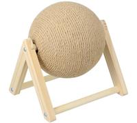 EXHUMKY Wood Cat Scratcher V-shaped with Interactive Cat Scratch Ball Medium Wooden Grinding Claw Sturdy Pet Plaything for Claw Care and Entertainment