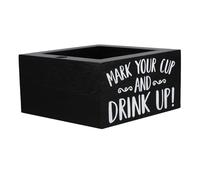 EXHUMKY Wooden Cup Holder for Countertop Storage Box Stylish Kitchen Utensil Organizer with Pen Holder for Cafe and Party Use Capacity Easy to Clean Design