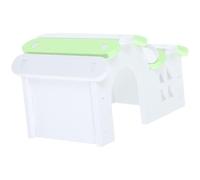 EXHUMKY Wooden Hamster Hideout House for Small Pets, Mini Rat Cage Hideout with Green and White Finish, Guinea Pig Nest Accessory for Cage Habitat