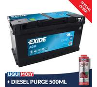 Exide 019/017 EK950 AGM 95Ah 850A car battery start-stop + DIESEL PURGE 500ml