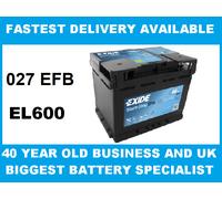 Exide 027 EFB Car Battery 60Ah EL600