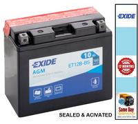 EXIDE AGM ET12B-BS - YT12B-BS Motorcycle Motorbike Battery - Sealed & Activated