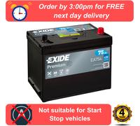 Exide Premium 75Ah 630CCA 12v Type 030 Car Battery 3 Year Warranty - EA754