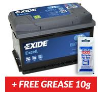 EXIDE EB712 EXCELL CAR BATTERY 71Ah 670A 096 100 Battery + Clamp Grease 10g