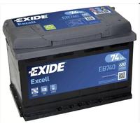EXIDE EB740 TYPE 096 Car Battery 12V 74Ah 680A Fits JCB - CHECK DIMENSIONS