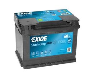 Exide EK600 Stop Start 12V 60Ah 680CCA AGM VRLA 027 Car Battery VW AUDI BMW