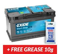 EXIDE EL752 110 EFB Stop / Start Car Battery 12V 75AH 730CCA + Clamp Grease