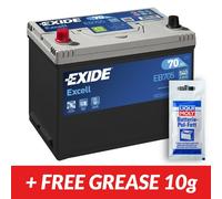 EXIDE EXCELL EB705 Car Battery 12V 70AH 540A 031SE EX22 072 + Clamp Grease