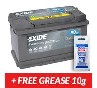 Exide Premium Carbon Boost EA900 12V 90Ah 720A Starter Battery + Clamp Grease