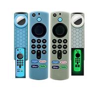 EXIEUSKJ TV Stick 4k Max 2021 Alexa 3rd Gen Remote Cover, 2 Pack Glow Blue and Glow Green, Sleeve, Protects TV Stick Remote & AirTag, Easy to Use